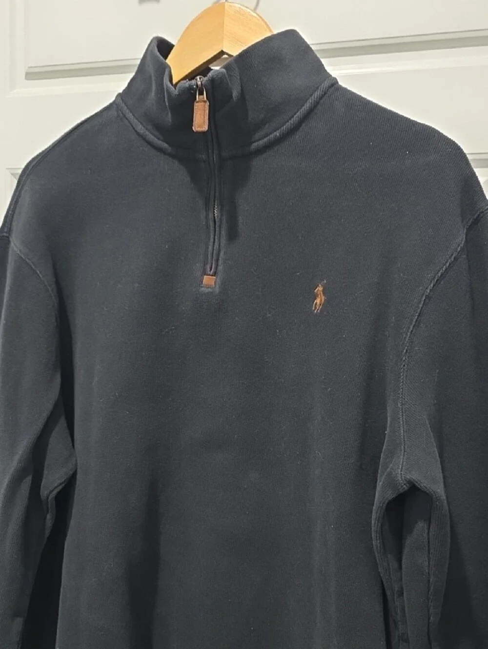 Polo by Ralph Lauren Black Half-Zip Sweater with Brown Pony